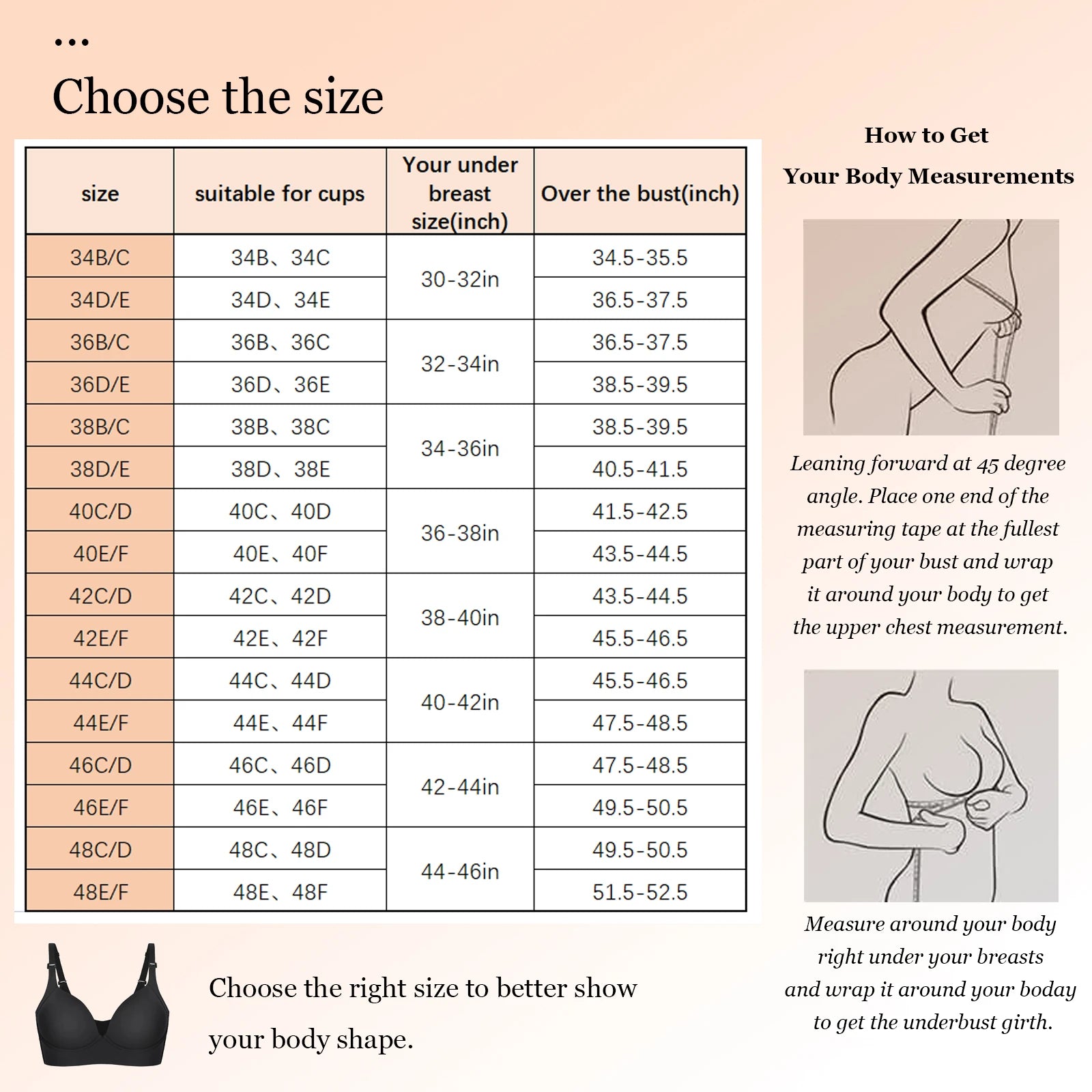 Hexin Seamless Invisible Push-Up Deep Cup Bra with Back Fat Concealment for Plus Size Women