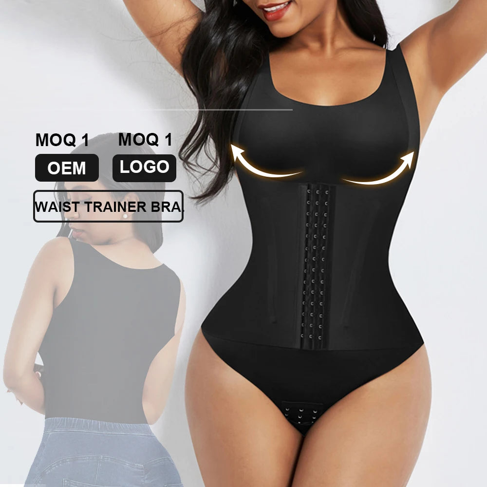 Hexin Plus Size 3-in-1 Waist Trainer Bra Shapewear with Tummy Control and Padding for Women