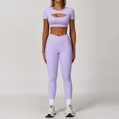 Wholesale High Waist Workout Sets for Women - High Support Long Sleeve and Short Sleeve Gym Activewear with Tummy Control Leggings