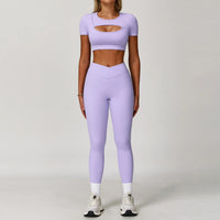 Wholesale High Waist Workout Sets for Women - High Support Long Sleeve and Short Sleeve Gym Activewear with Tummy Control Leggings