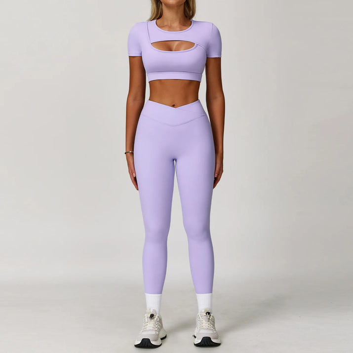 Wholesale High Waist Workout Sets for Women - High Support Long Sleeve and Short Sleeve Gym Activewear with Tummy Control Leggings