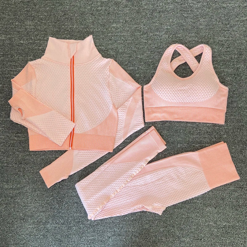 2025 New LD Color Seamless Long Sleeve Activewear Yoga Sets for Women