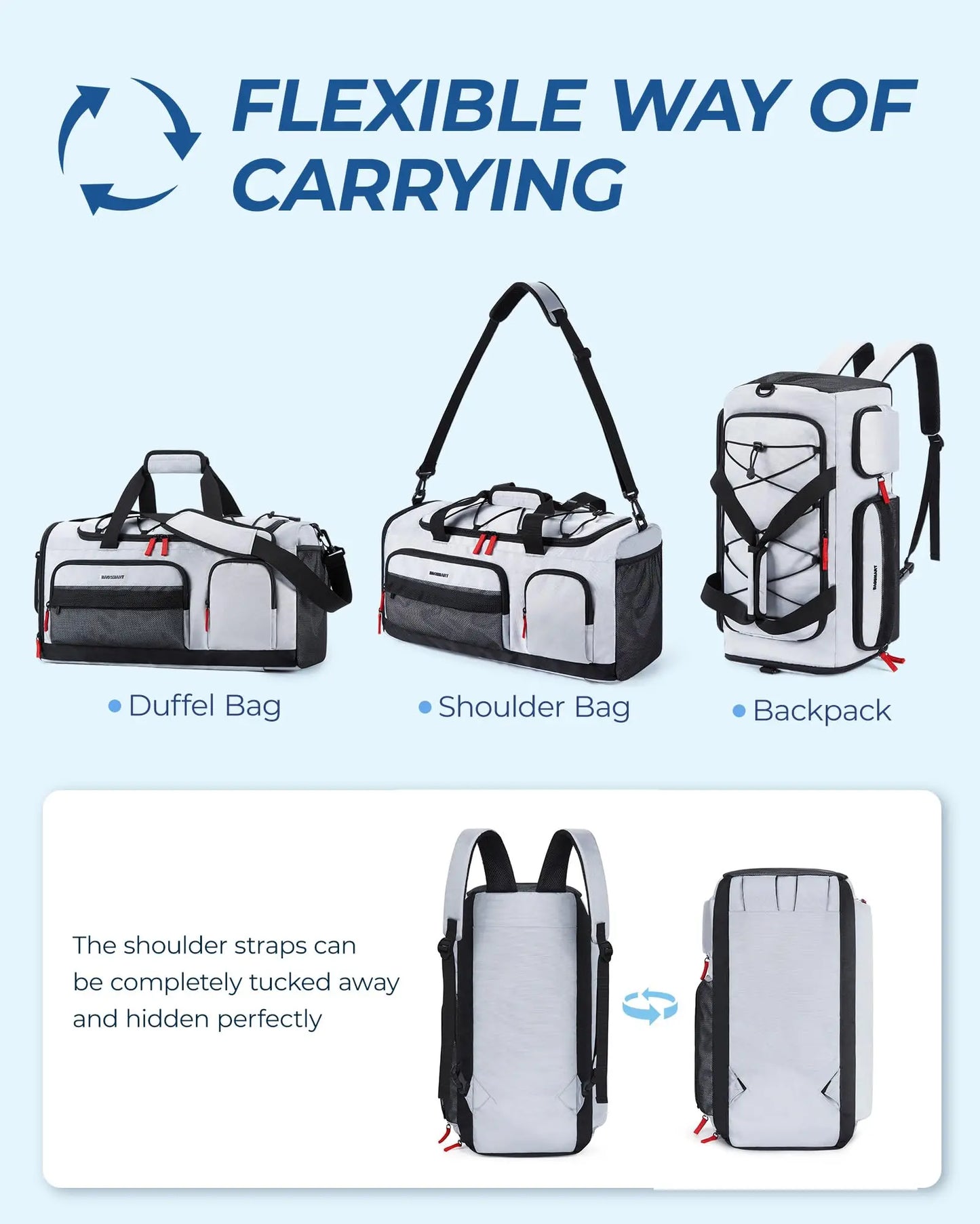 Gym Bag for Women & Men 35L Sports Travel Duffel Bag with Shoe Compartment Custom Gym Backpack