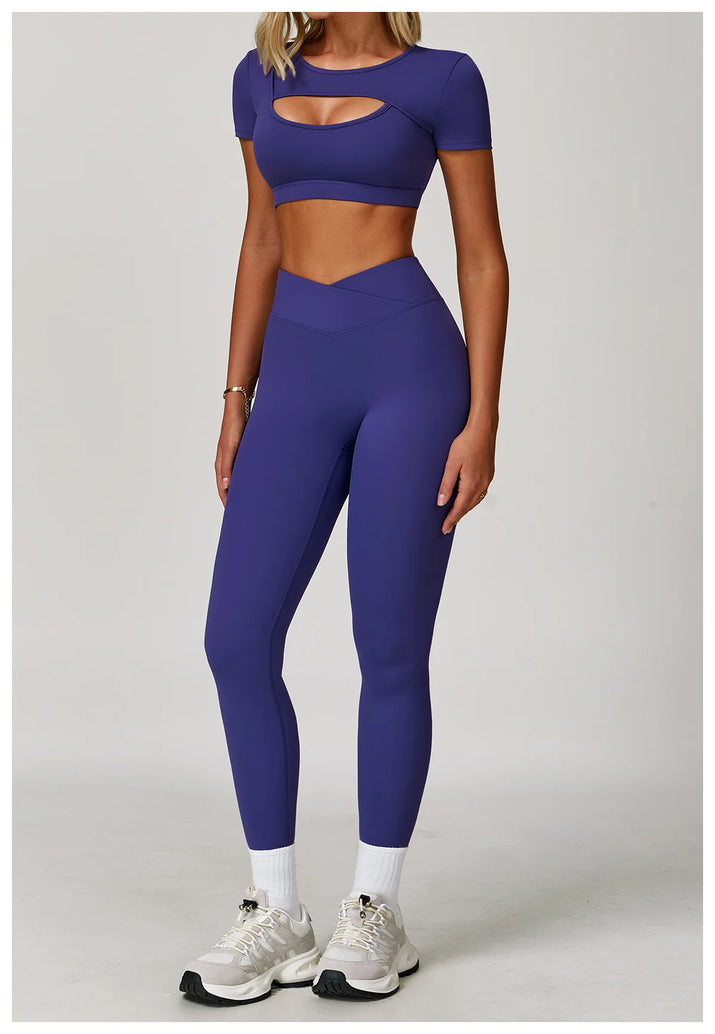 Wholesale High Waist Workout Sets for Women - High Support Long Sleeve and Short Sleeve Gym Activewear with Tummy Control Leggings