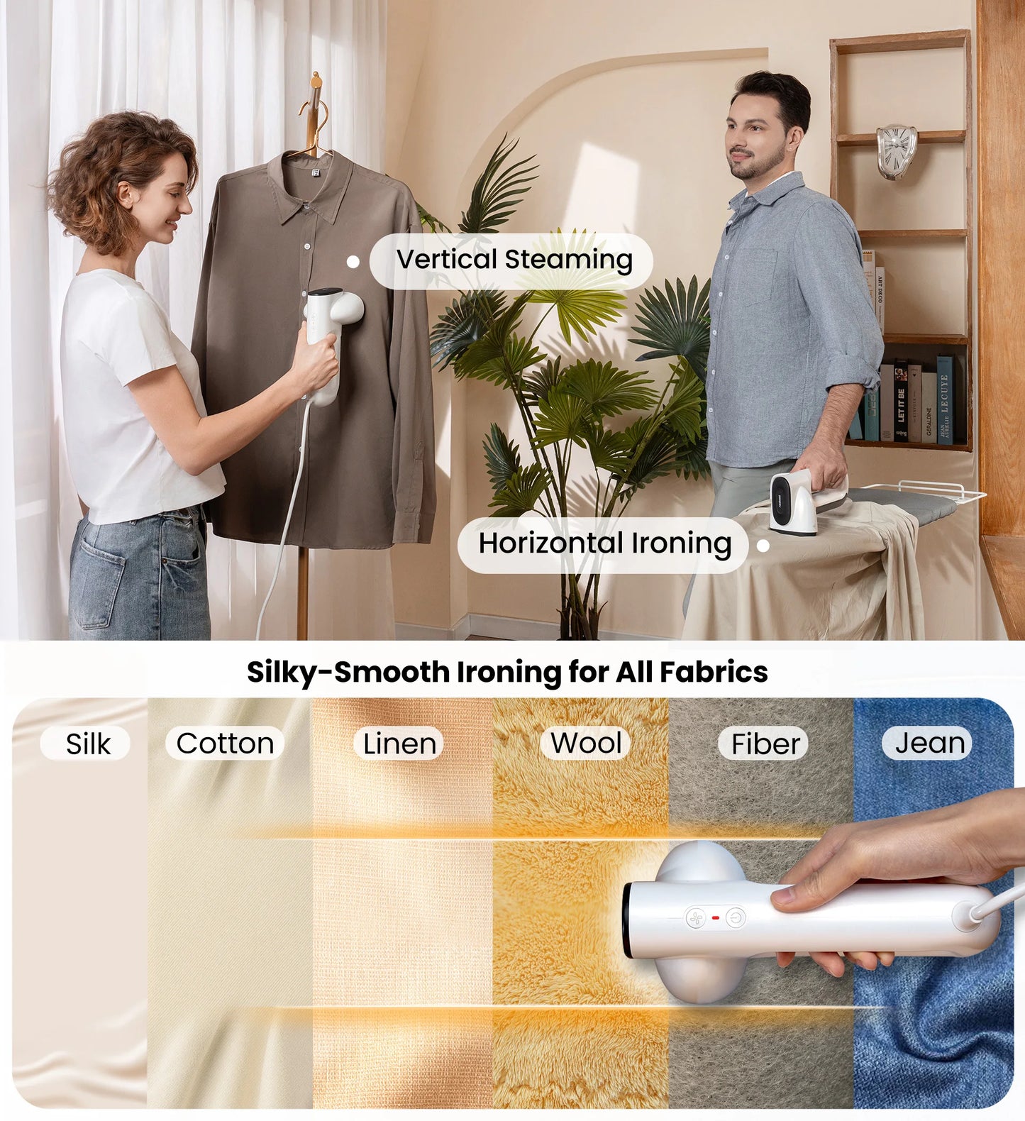 Self-Suction Vacuum Steamer Iron for Clothes & Mite Removal