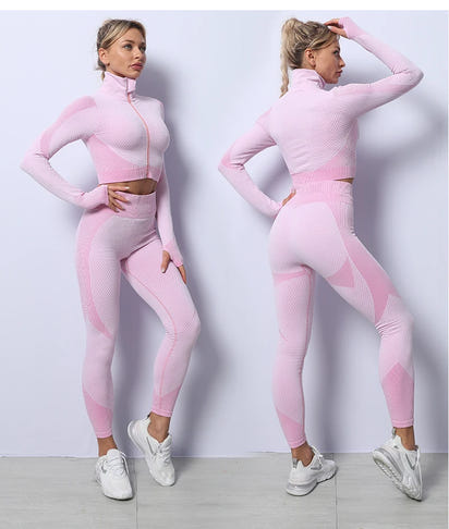 2025 New LD Color Seamless Long Sleeve Activewear Yoga Sets for Women