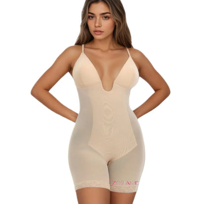 Premium Body-Sculpting One-Piece Shapewear for Women with Padded Cups and Abdomen-Flattening Design