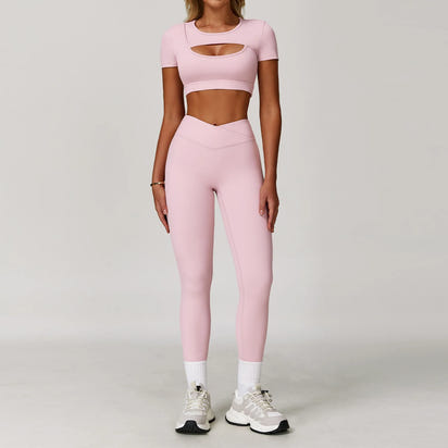 Wholesale High Waist Workout Sets for Women - High Support Long Sleeve and Short Sleeve Gym Activewear with Tummy Control Leggings