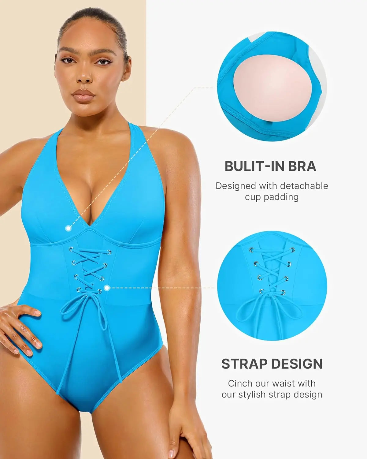 Plunge Corset Shaping Swimsuit