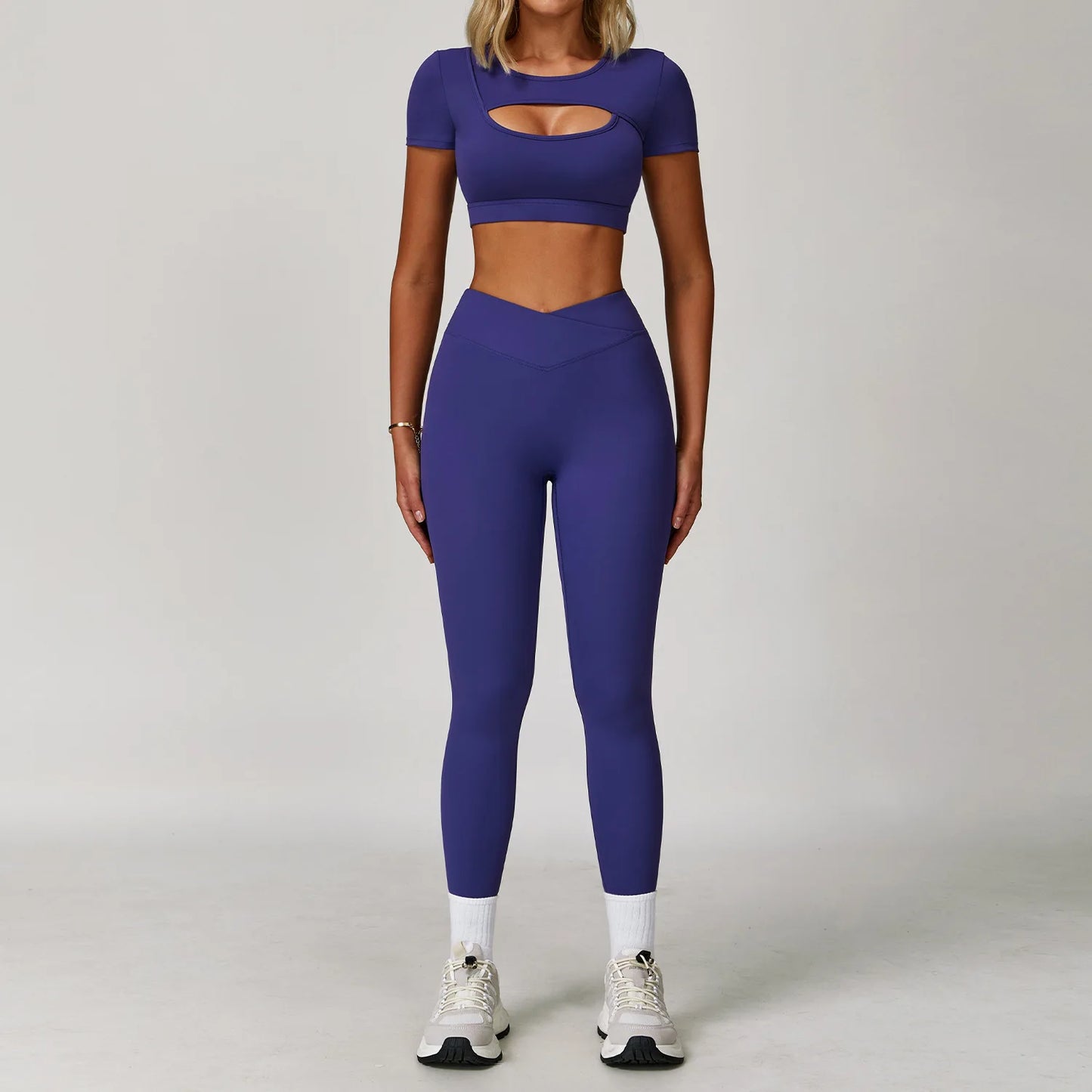 Wholesale High Waist Workout Sets for Women - High Support Long Sleeve and Short Sleeve Gym Activewear with Tummy Control Leggings