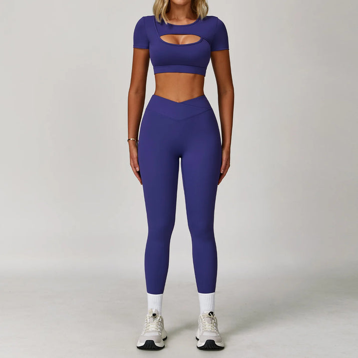 Wholesale High Waist Workout Sets for Women - High Support Long Sleeve and Short Sleeve Gym Activewear with Tummy Control Leggings