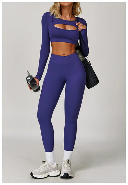 Wholesale High Waist Workout Sets for Women - High Support Long Sleeve and Short Sleeve Gym Activewear with Tummy Control Leggings