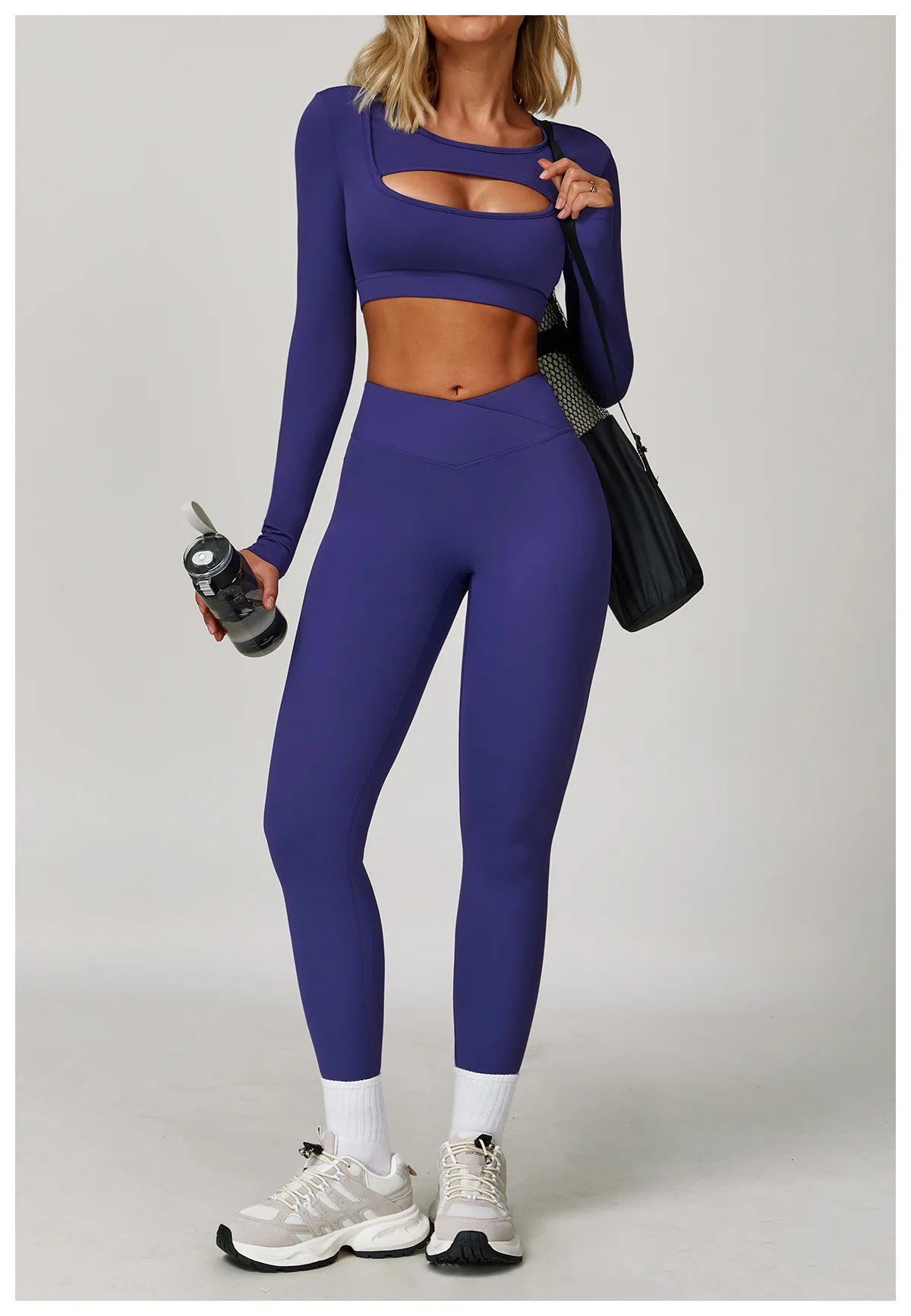 Wholesale High Waist Workout Sets for Women - High Support Long Sleeve and Short Sleeve Gym Activewear with Tummy Control Leggings