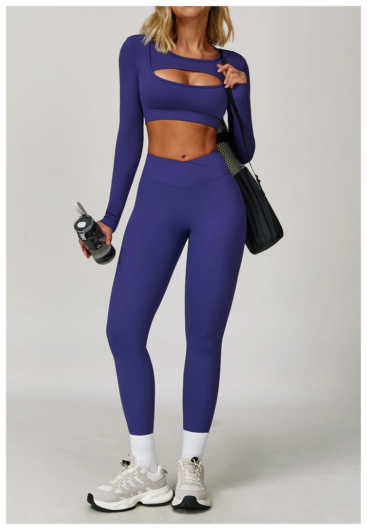 Wholesale High Waist Workout Sets for Women - High Support Long Sleeve and Short Sleeve Gym Activewear with Tummy Control Leggings
