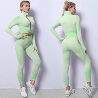 2025 New LD Color Seamless Long Sleeve Activewear Yoga Sets for Women
