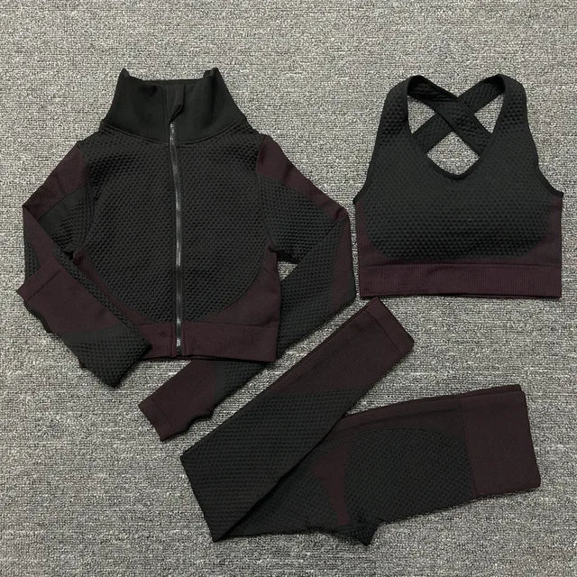 2025 New LD Color Seamless Long Sleeve Activewear Yoga Sets for Women