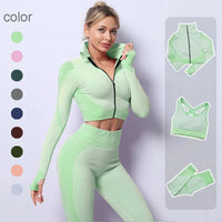 2025 New LD Color Seamless Long Sleeve Activewear Yoga Sets for Women