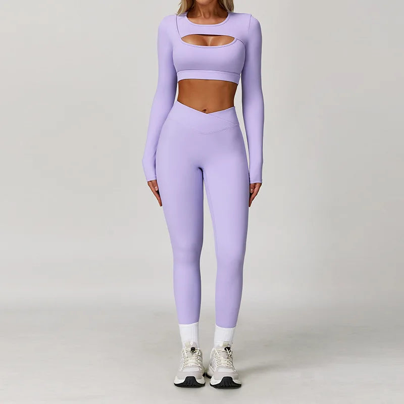 Wholesale High Waist Workout Sets for Women - High Support Long Sleeve and Short Sleeve Gym Activewear with Tummy Control Leggings