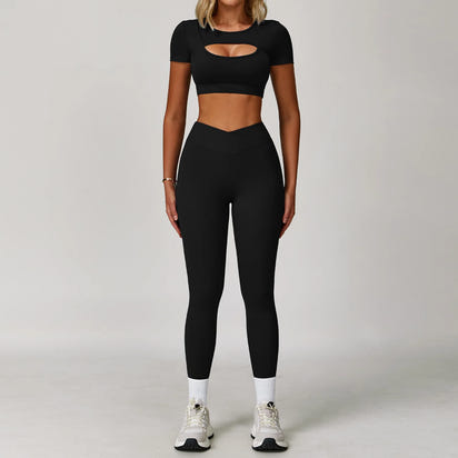 Wholesale High Waist Workout Sets for Women - High Support Long Sleeve and Short Sleeve Gym Activewear with Tummy Control Leggings