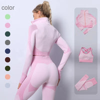2025 New LD Color Seamless Long Sleeve Activewear Yoga Sets for Women