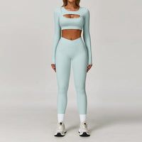 Wholesale High Waist Workout Sets for Women - High Support Long Sleeve and Short Sleeve Gym Activewear with Tummy Control Leggings