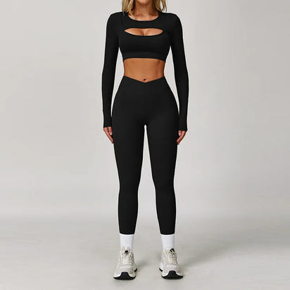 Wholesale High Waist Workout Sets for Women - High Support Long Sleeve and Short Sleeve Gym Activewear with Tummy Control Leggings
