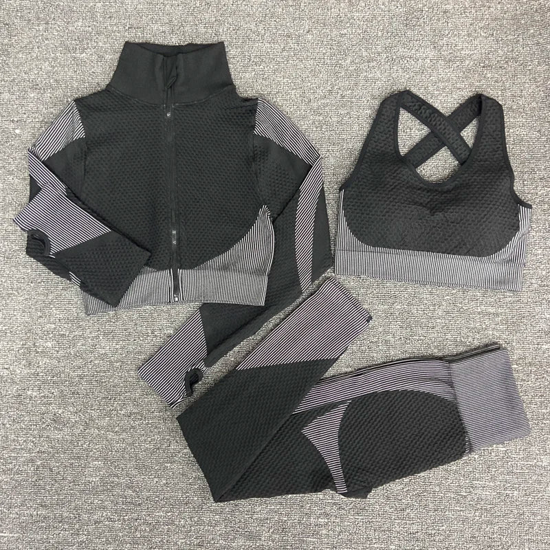 2025 New LD Color Seamless Long Sleeve Activewear Yoga Sets for Women
