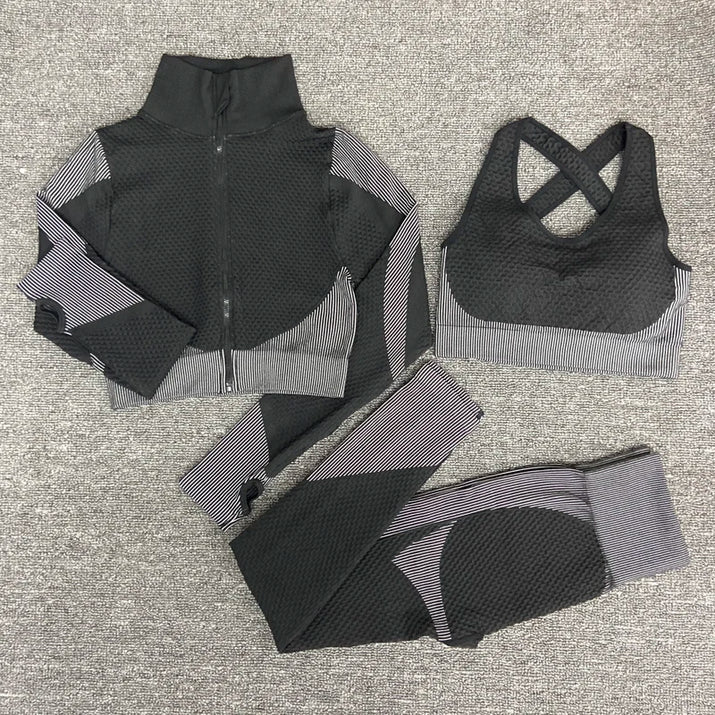 2025 New LD Color Seamless Long Sleeve Activewear Yoga Sets for Women