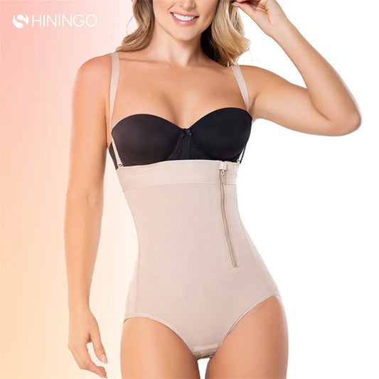 Premium Backless Underwear Open Bust Slimming Waist Trainer Bodysuit with Zipper for Liposuction Compression Women's Shapewear