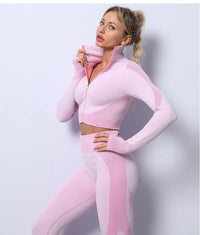 2025 New LD Color Seamless Long Sleeve Activewear Yoga Sets for Women