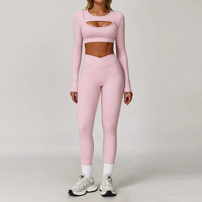 Wholesale High Waist Workout Sets for Women - High Support Long Sleeve and Short Sleeve Gym Activewear with Tummy Control Leggings
