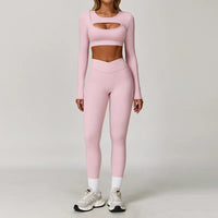 Wholesale High Waist Workout Sets for Women - High Support Long Sleeve and Short Sleeve Gym Activewear with Tummy Control Leggings