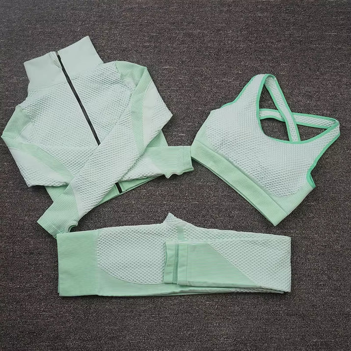 2025 New LD Color Seamless Long Sleeve Activewear Yoga Sets for Women